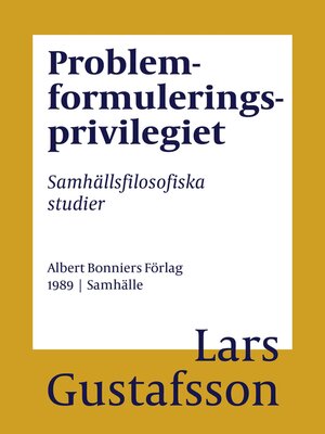 cover image of Problemformuleringsprivilegiet